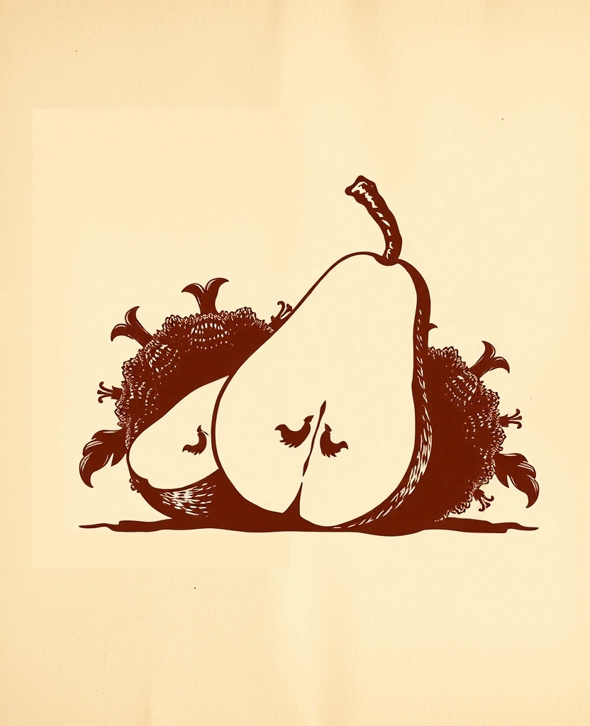 Botanische Illustration Birne und Fenchel